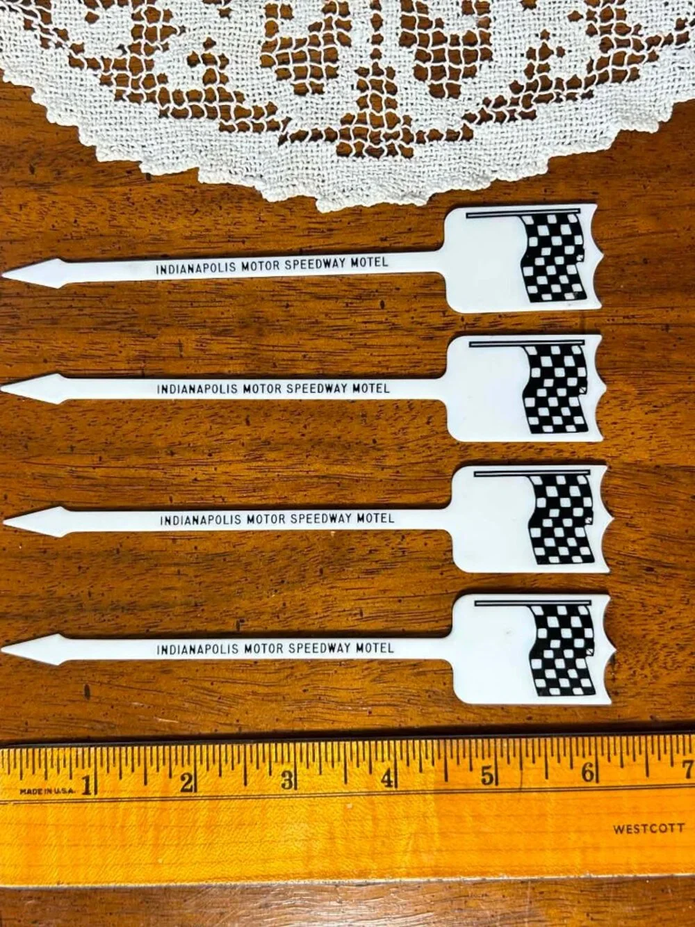 1960s Indianapolis Motor Speedway Motel plastic swizzle sticks